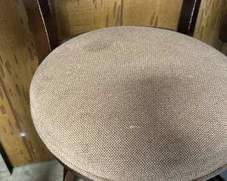 #116 Set of 3 Wood w/fabric Swivel Bar Stools - (some finish issues) - 31 Seat Height $50.00