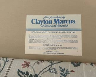 #1 Clayton Marcus Camel Back Cream w/Flowers Sofa - 79" (small Stains) $50.00