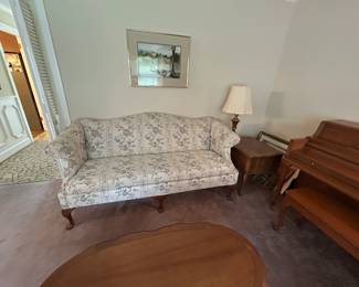 #1 Clayton Marcus Camel Back Cream w/Flowers Sofa - 79" (small Stains) $50.00
