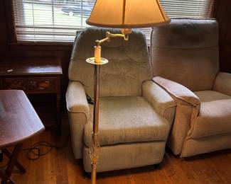 #46 Brass Floor Lamp w/Shade w/swivel Top - (some finish issues) - 58" Tall $60.00