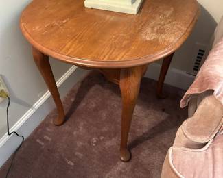 #5 Oval Wood Side Table - 23x26x24 (has water stains) $25.00