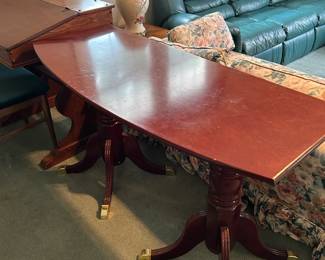 #73 Wood Double Pedestal Wall Entry Table - 51x21x31 $75.00