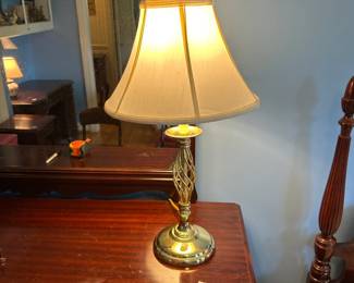 #37 Brass Base Lamp w/shade - Few Stains - 27" Tall $35.00