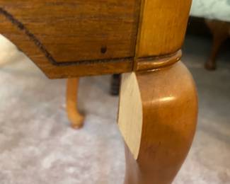 #10 Wood Rectangular Side Table (has finish issues and cutout on Leg ) - Project Piece - 26x20x21 $20.00