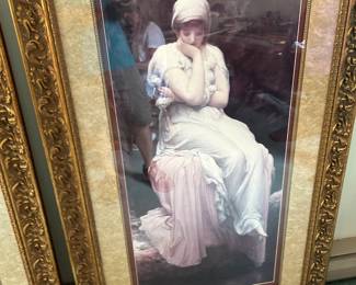 #84 Tall Gold Carved Frame Picture of Lady Sitting - 33.5x57 $150.00