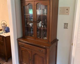 #14 Dixie Brand China Cabinet w/2 glass Doors, 2 Wood Doors, 1 drawer - 2 pieces - 35x21x70 $175.00