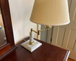#27 Marble Base Swivel Arm Lamp - 20" Tall - w/Brass Accents $40.00
