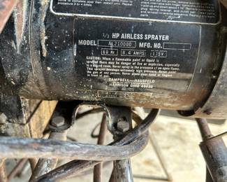#180 Campbell Hausfield 1/3HP Paint Sprayer - Unknown working order but powers on $25.00