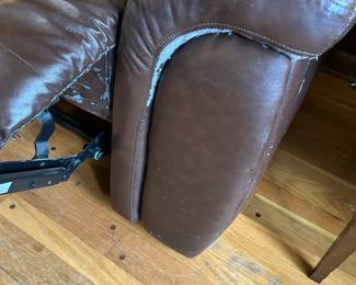 #39 Pleather Brown Double Recliner - Issues 91"Long - You Move - Scratches $50.00