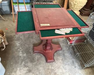 #165 Game Table w/4 pull-outs - base and top need attaching - 19.5x19.5x28 $75.00