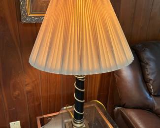 #57 Heavy Black Brass Lamp - w/shade 34" Tall $45.00