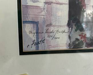 #188 Framed Artist-Signed Lithograph titled "Delivery" by Charleston Artist Virginia Fouche Bolton, numbered 336/2000 - 28x23 $75.00