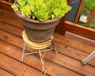 #104 Metal Plant Stand w/Plant Stonecrop - Table - 11x15 $30.00