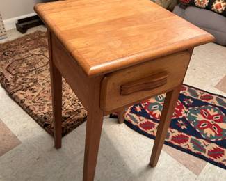 #142 Wood End table w/1 drawer - 15 square x 27 $30.00