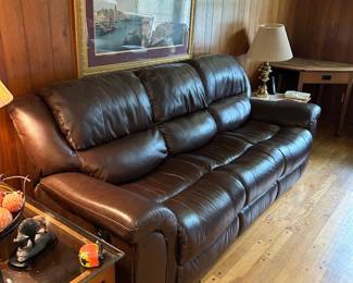 #39 Pleather Brown Double Recliner - Issues 91"Long - You Move - Scratches $50.00
