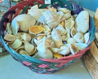 #189 Green and Red Basket full of shells - $20.00