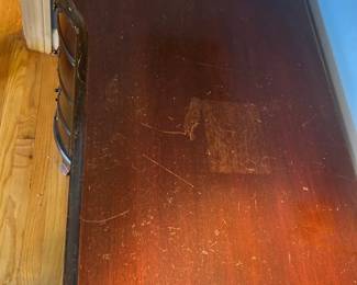 #33 Antique Curved Front Desk w/8 drawers (2 drawer pulls missing - 2 other drawer pulls not attached) - 45x23x30 $125.00