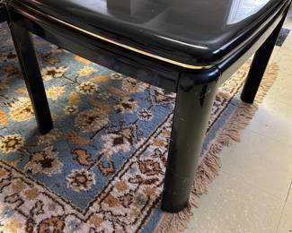 #128 Set of 2 Black Lacquer End Tables w/brass accents - 24x27x20 $60.00