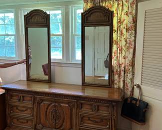 #59 Basic Witz Wood Dresser w/9 Drawers & 2 Wood Doors w/Two Mirrors - 73x19x32 Mirror - 19x48 $125.00