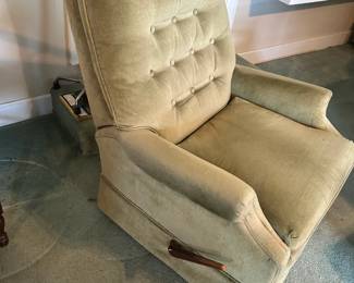 #88 Sage Green Swivel Button Back Rocker Recliner - (has stains) $20.00