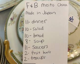 #181 F & B Meito China - Made in Japan - approx 54 pieces $60.00