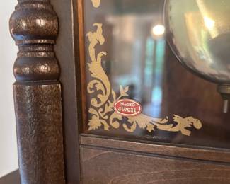 #18 Takeda Clock 30 day with winding key 27" tall $75.00