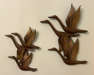 #186 Mid Century Modern Burwood Productions Co. set of 2 wall hangings of birds - one is 16" and one is 12" $60.00