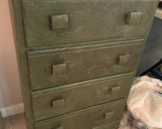 #137 Green Painted 4 Drawer Chest of Drawers - 24x14x36 $45.00