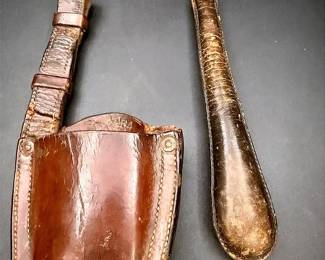 Vintage Brown Leather Slapjack And Brown Leather Holster
