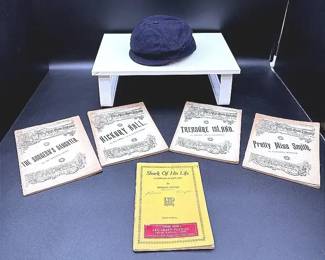 Vintage Paperback Books And A Vintage Baker Boy Hat
