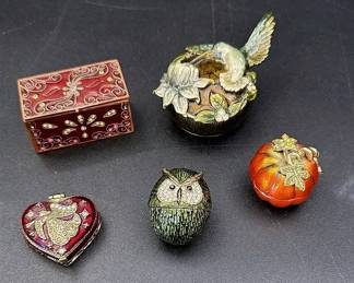 Various Shaped Rhinestone Embellished Trinket Boxes