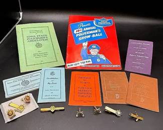 Vintage Iowa Police Bi-Laws, Iowa’s Policeman’s Ball Program And Cufflinks And Tie Clips