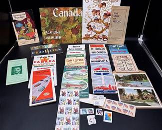 Vintage Unused Postage Stamps, Travel Maps, Visitor’s Guides