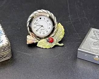 A Trinket Box, A Pill Box And A Clock