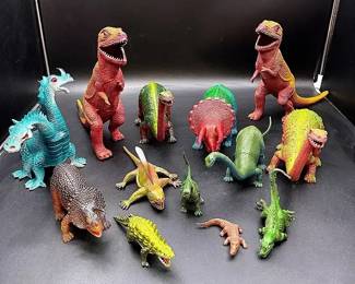 A Collection Of Rubber Dinosaur Figurines