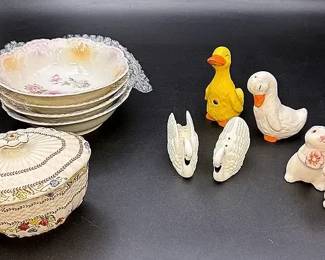 Vintage China Collectibles Featuring Swan Bone China Salt & Pepper Set