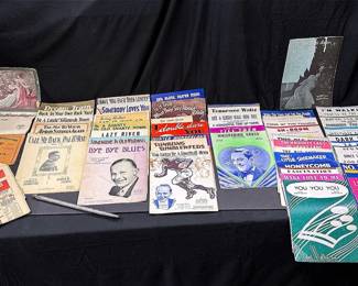 Vintage 1882-1968 Sheet Music, A Clarke Tin whistle & 1976