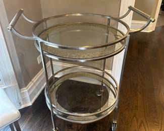 Chrome and glass bar cart