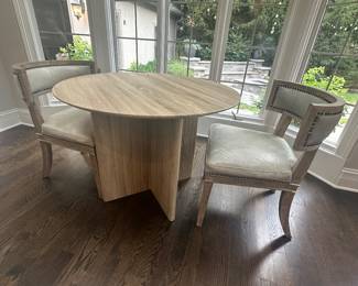 Round wood table and (2) chairs......