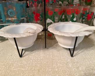 Milk Glass Condiment Bowls