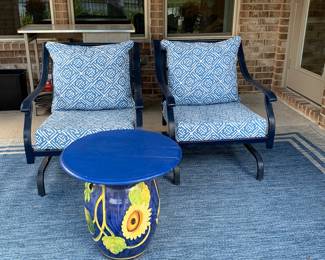 Blue patio chairs