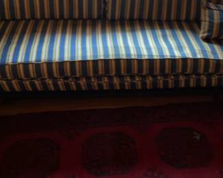 Striped Upholstered Bench & Cushion Set