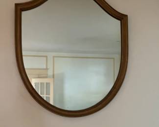 Vintage Scalloped Wood Framed Wall Mirror