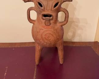 Vintage Hand-Painted Terracotta Anthropomorphic Figurine