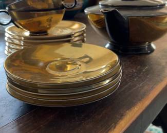 Vintage Le Pavillon Danton Paris Serveware Set with Gold-Tone Tea Service