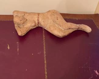 Abstract Terracotta Reclining Female Nude Sculpture