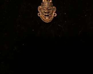Vintage Pre-Columbian Style Mask Silver Pendant 