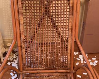 Vintage High Back Wicker and Rattan Armchair