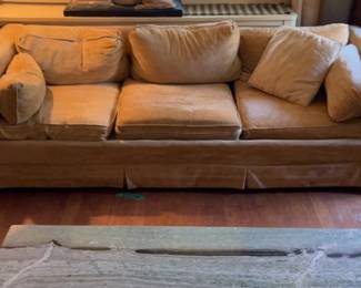 Classic Sleigh-Style Three-Seat Sofa with Skirted Base
