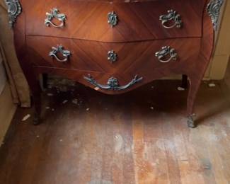 Vintage Louis XV Style Marble Top Bombe Commode Lombardi Golf and Co.